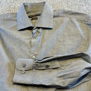 John Varvatos USA Button Up Shirt‎ Mens 16 34/35 Slim Fit Gray Long Sleeve